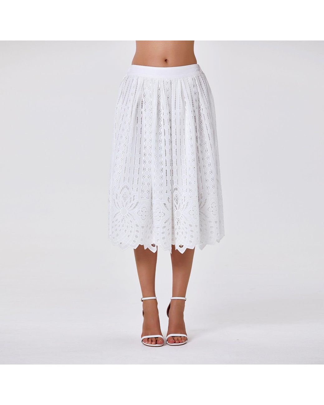 Smart and Joy Black Embroidered Cotton Midi Skirt