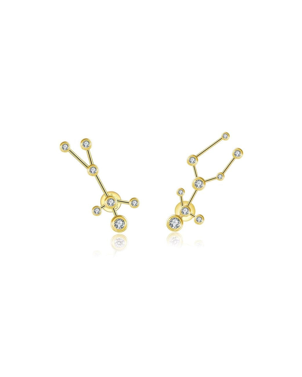 Genevieve Collection Metallic Gemini Zodiac Constellation Earing 18K & Diamond