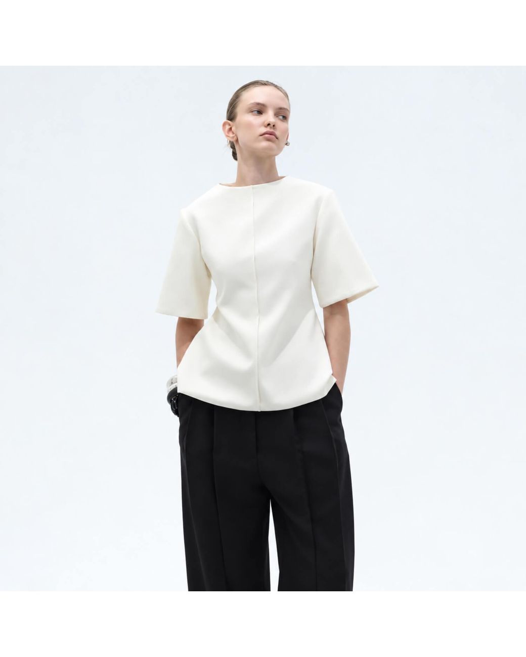 Elamins White Structured Hourglass Top