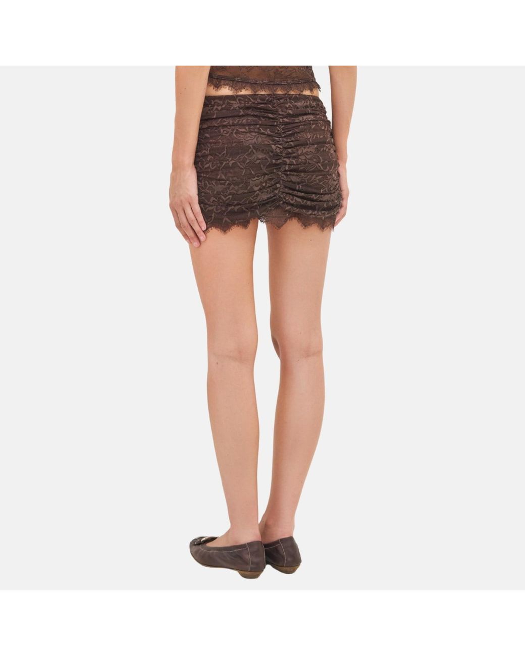 OW Collection Gray Selah Lace Mini Skirt
