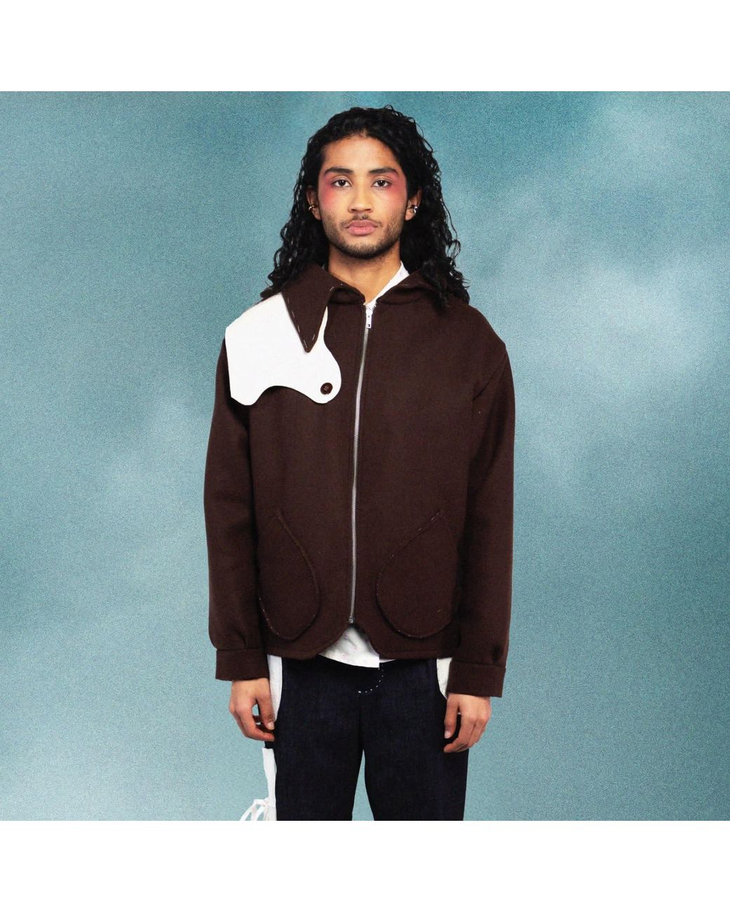 Maison Louis Brown Wool And Leather Jacket for men