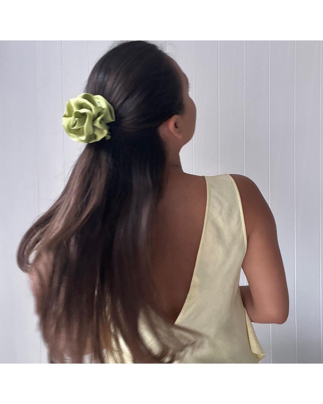 Sylk Green Flower Applique Hair Tie