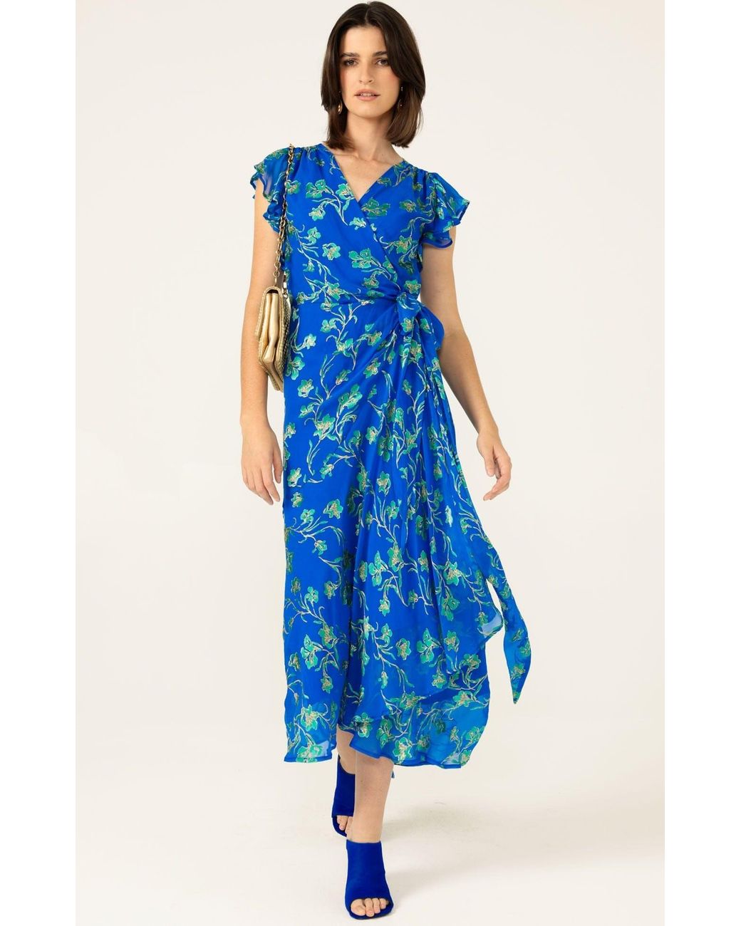 SACHA DRAKE Blue Aphina Wrap Dress