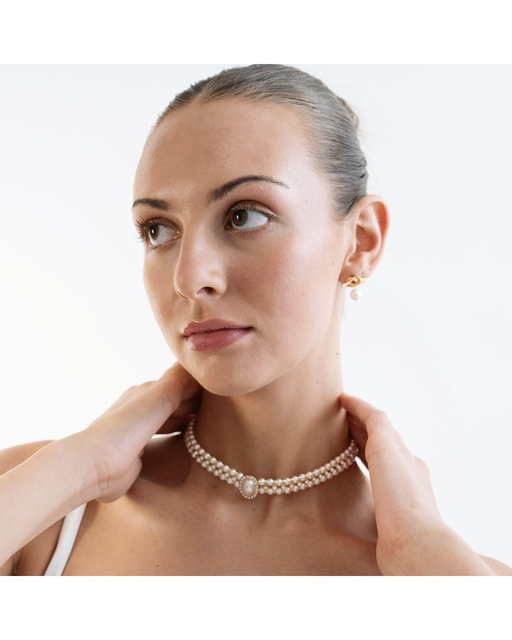 Miss Cecilia Metallic Adeline Knot Pearl Earrings