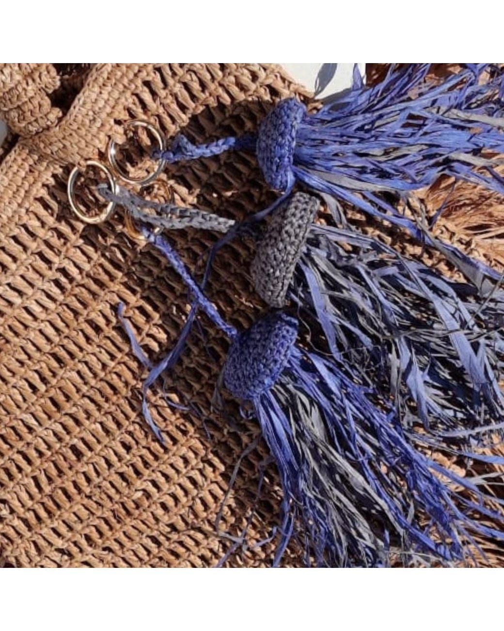 Zanatany Concepts Blue Jellyfish- Raffia Keyring