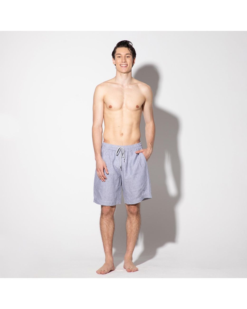 Maison Tangerine Blue Linen Shorts For for men