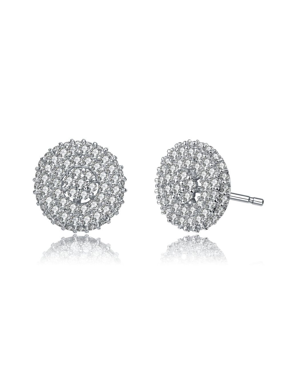 Genevive Jewelry Metallic Rachel Glauber Plated With Cubic Zirconia Concentric Cluster Round Stud Earrings