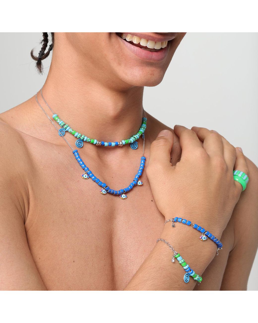 Pinnole Green Celeste & Thick Ring
