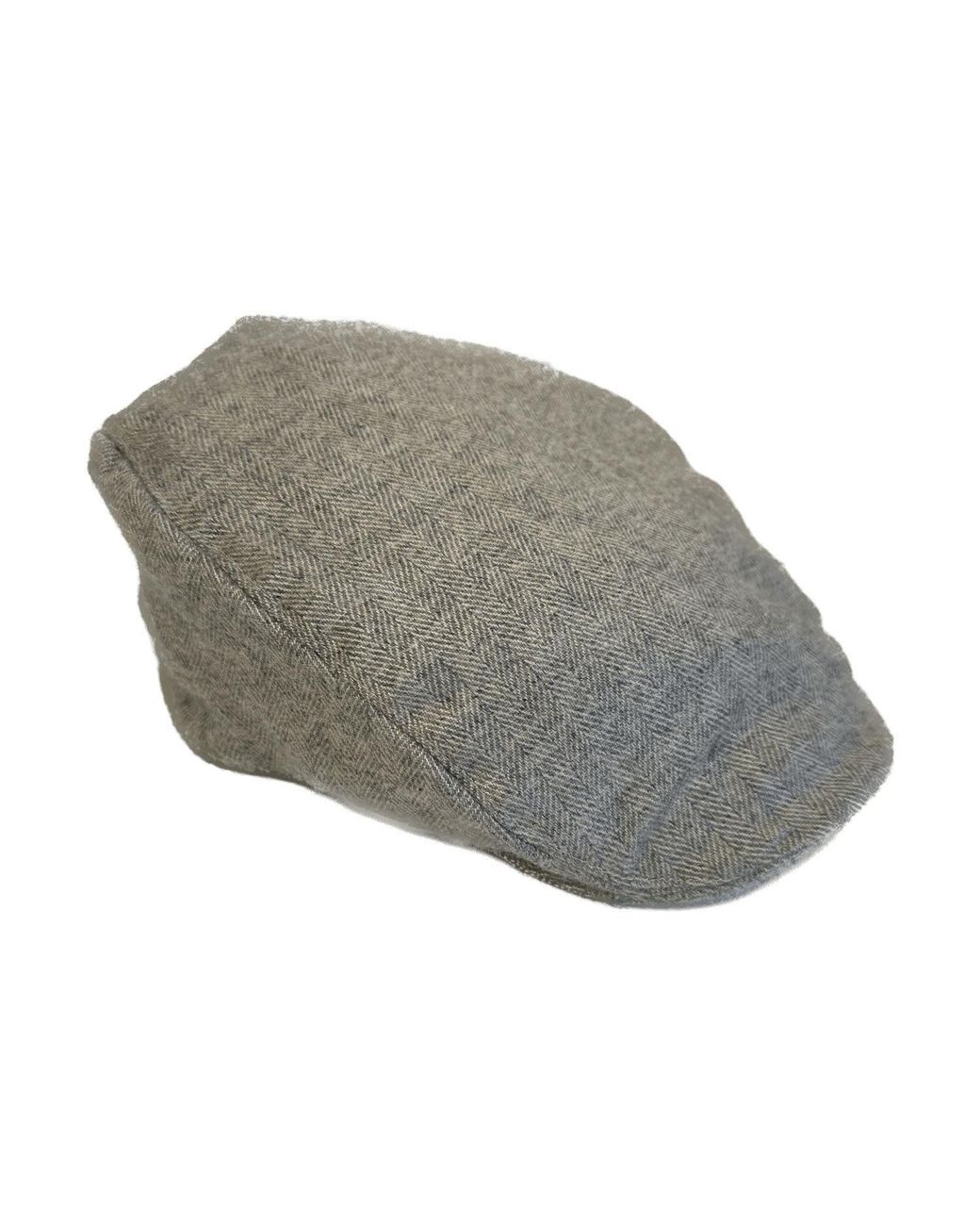 Kinalba Gray Herringbone Cashmere Flat Cap for men