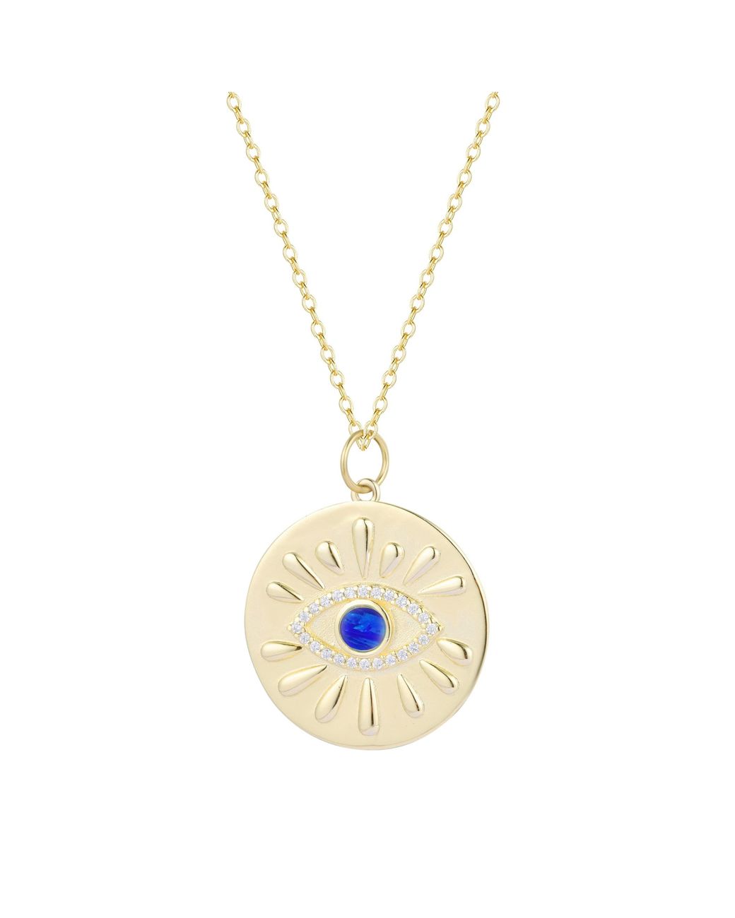 KAMARIA Metallic Evil Eye Opal Medallion Necklace