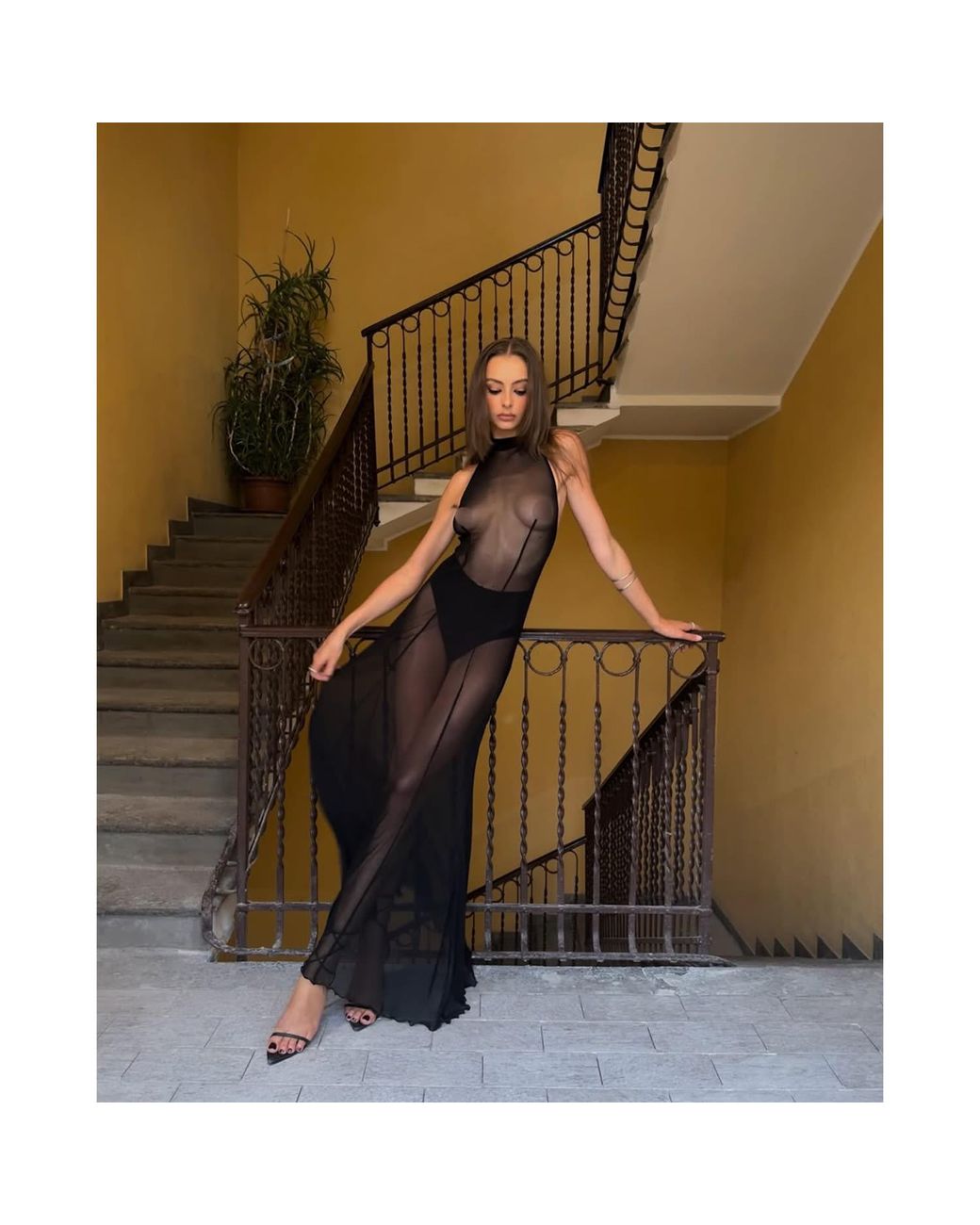 Mymokondo Black Rikano Mesh Maxi Gown