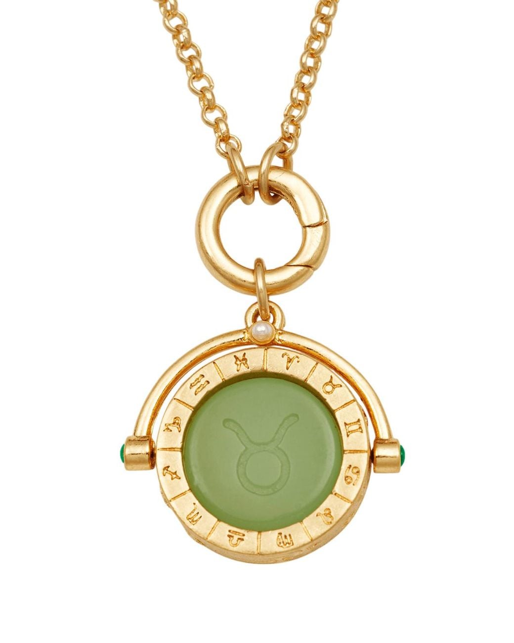 Fable England Metallic Taurus Zodiac Spinner Necklace