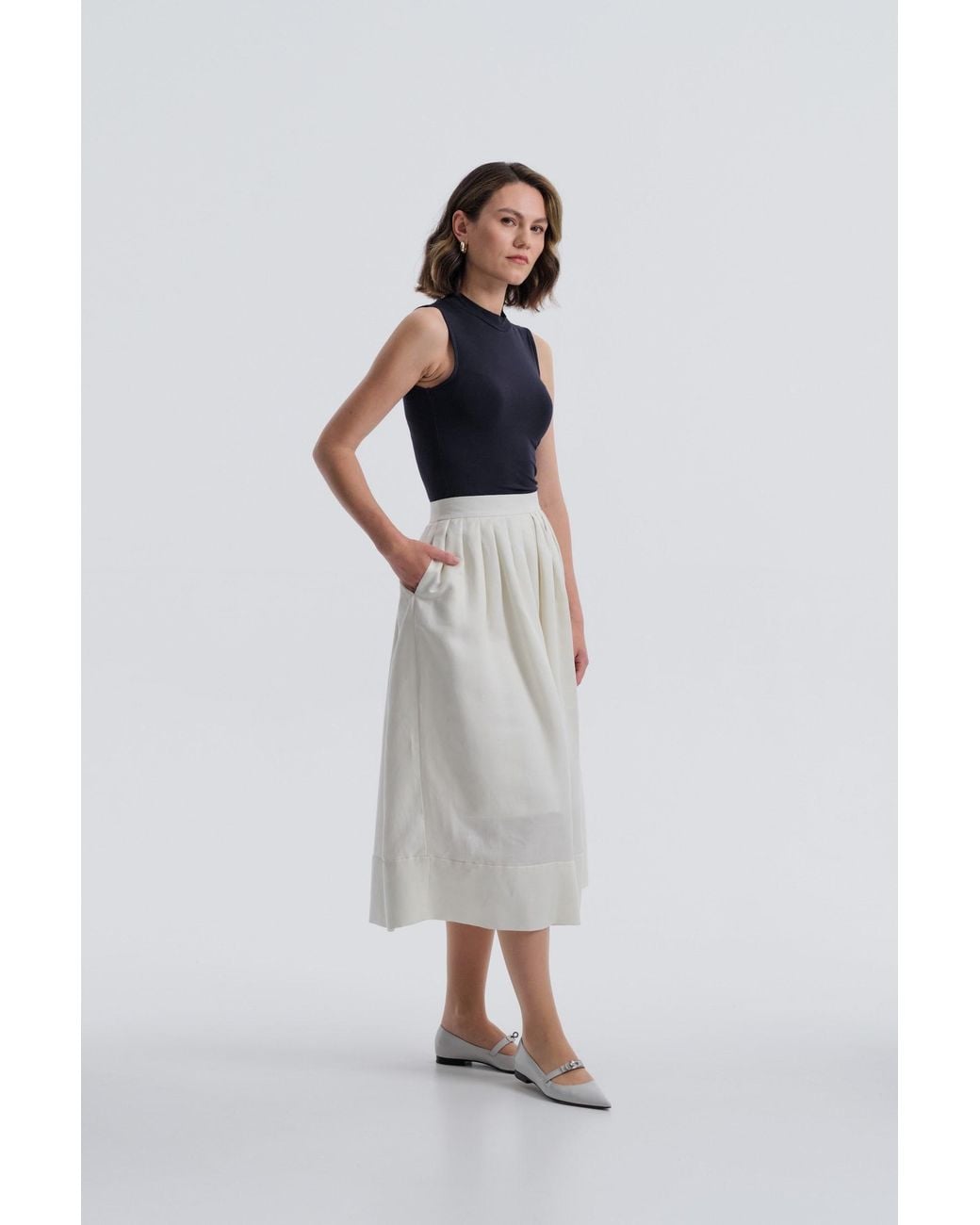 Baltér Natural Minorca Lait Midi Skirt