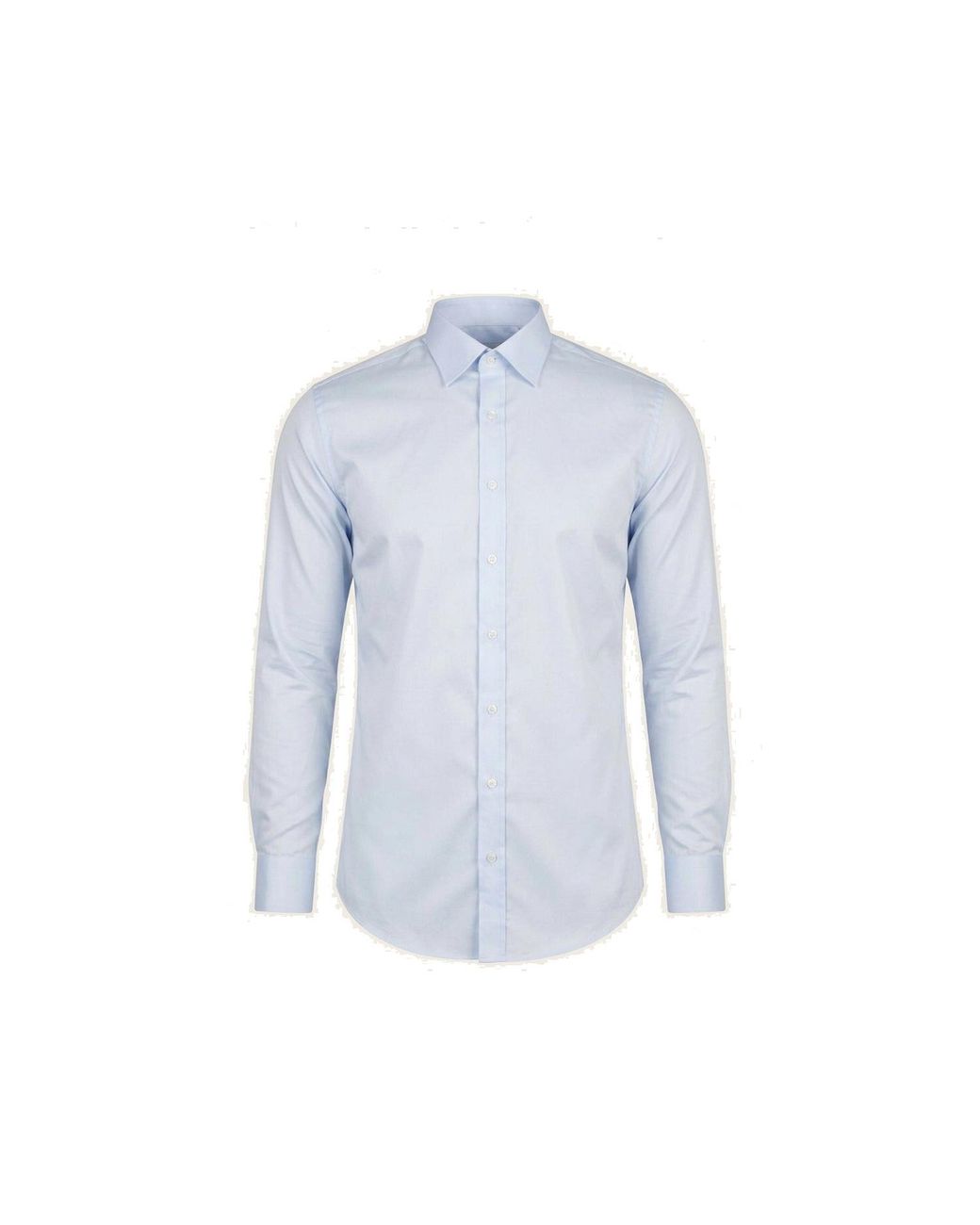 Ron Tomson Blue Pure Cotton Classic Collar Sateen Dress Shirt for men