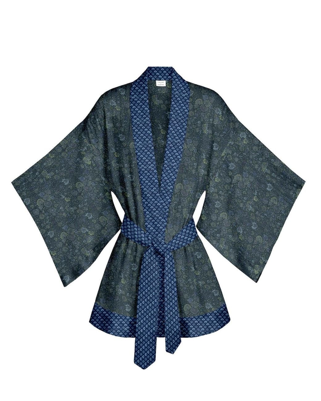Artemis Muse Blue One Of A Kind Recyled Sari Kimono Unique Ninety Eight