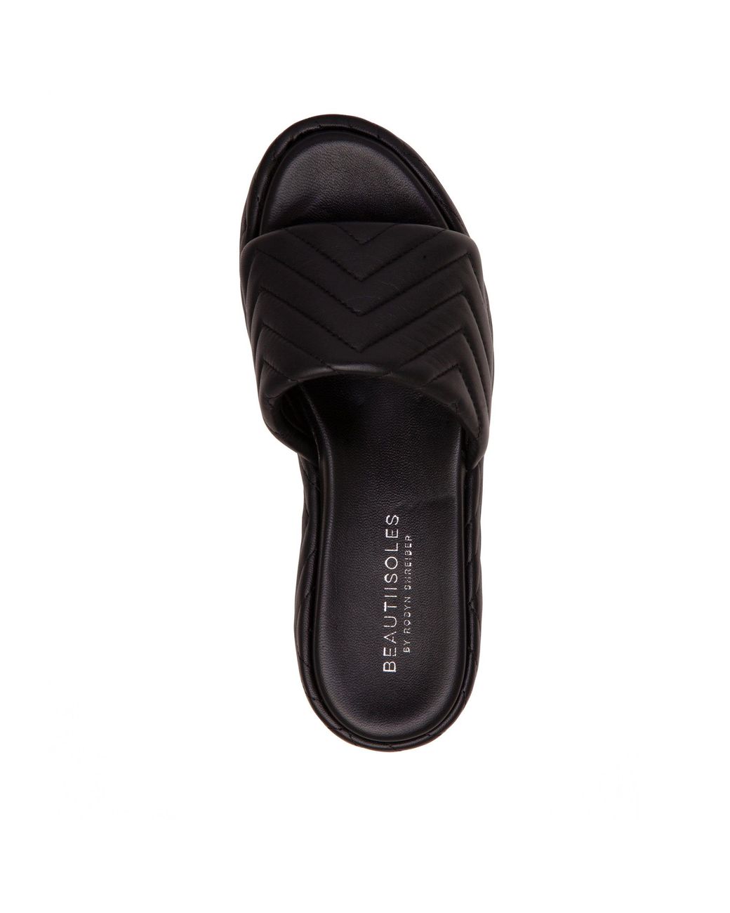 Beautiisoles by Robyn Shreiber Made in Italy Black Deedee Leather Platform & Wedge Comfortable Espadrille Work Beach Pool Slide Sandal