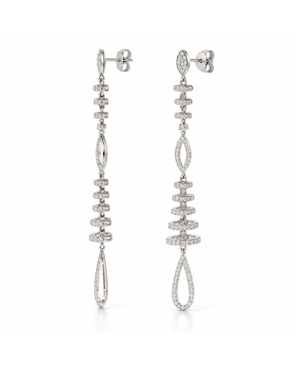 Artisan Metallic 18K Diamond Spiral Long Drop Earrings