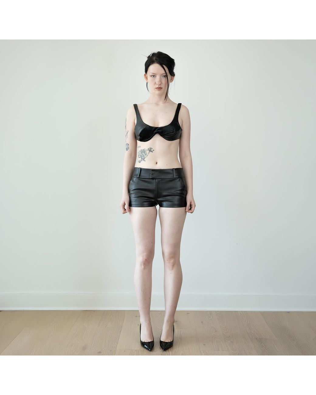 Salteye Studio Black Leather Casting Shorts