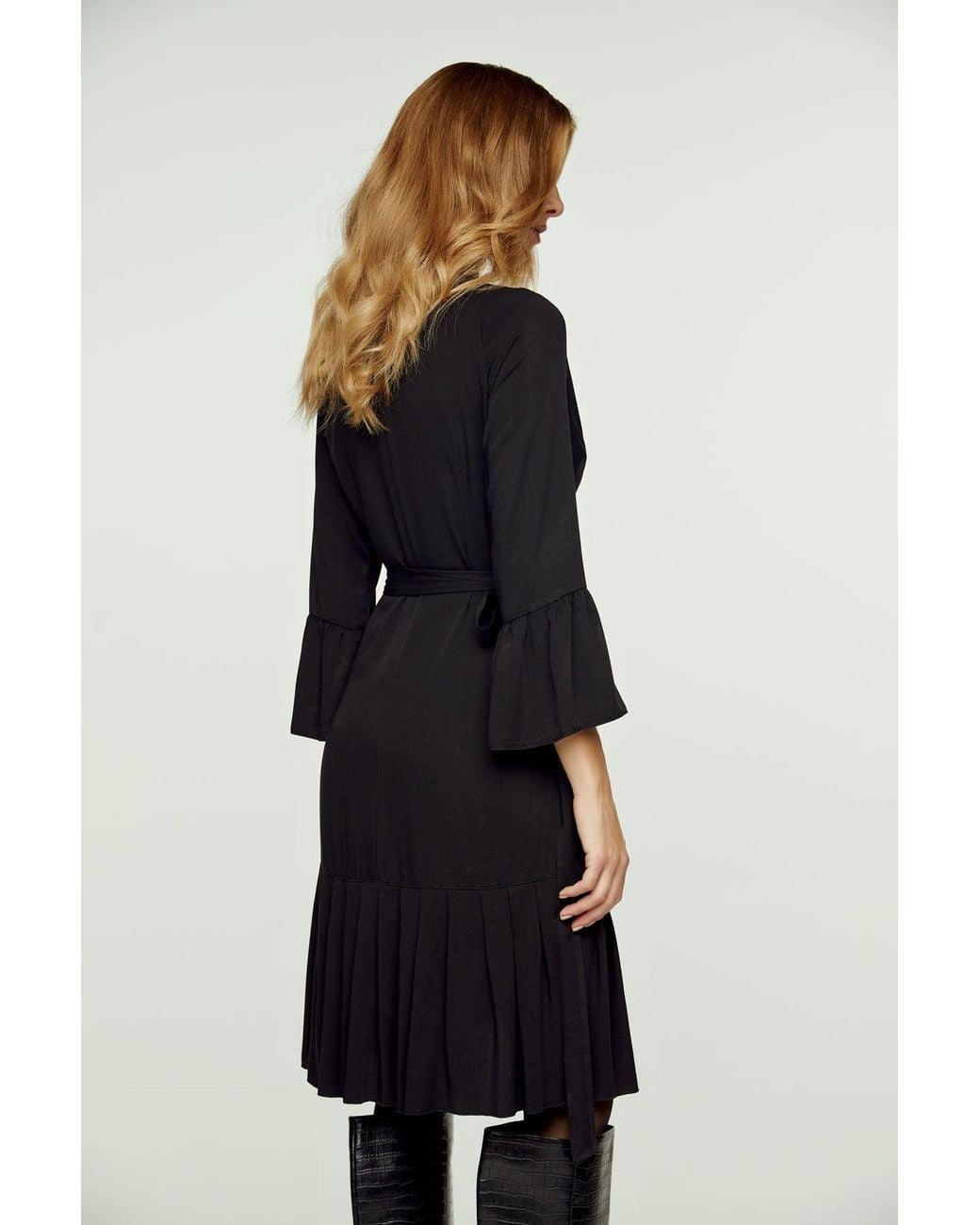 Conquista Blue Wrap Dress Viscose With Bell Sleeves