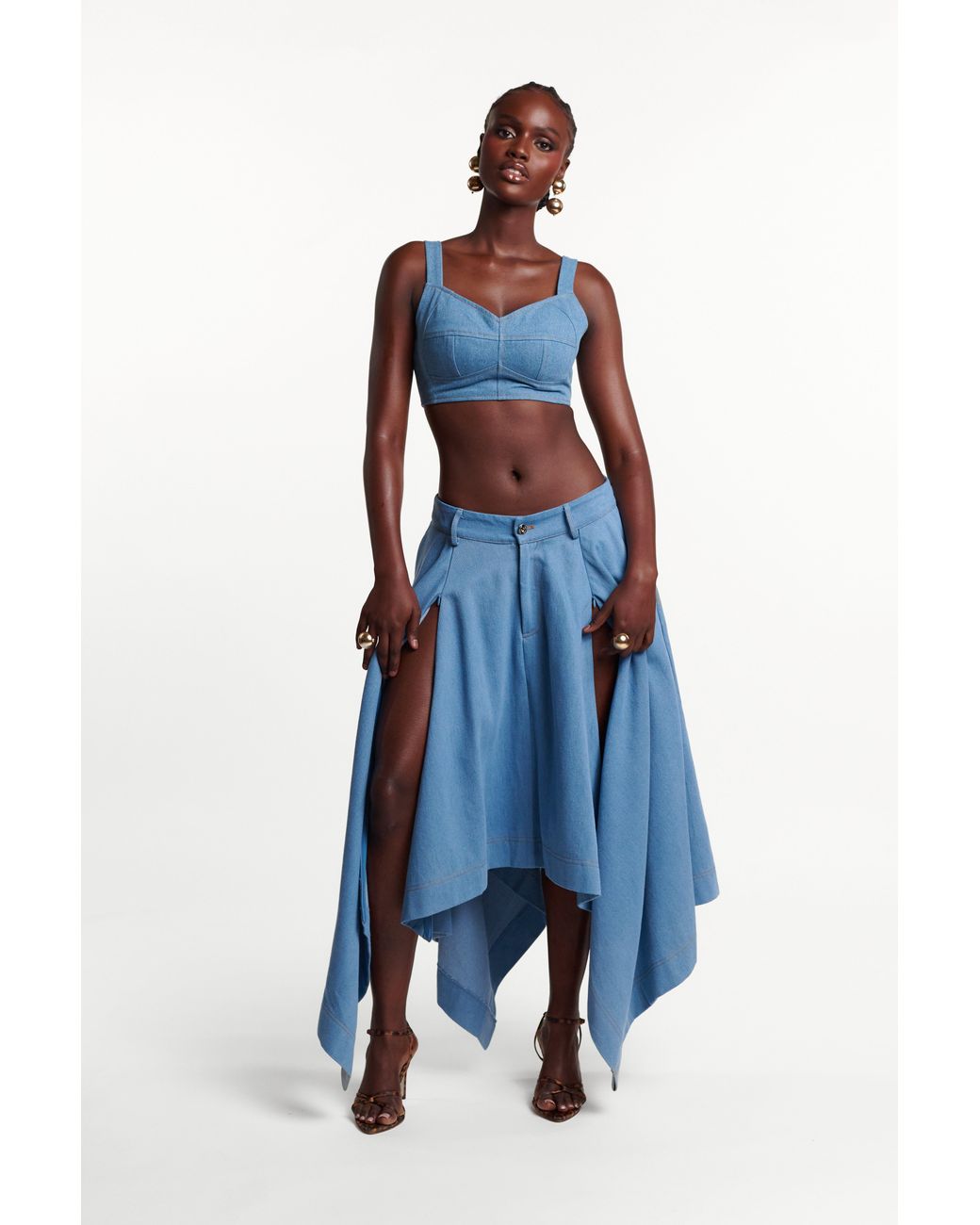 Ofuure Blue Light Denim Sabina Handkerchief Skirt