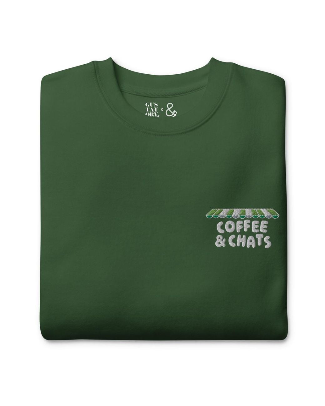 Anchor and Crew Green Forest Gustatory Coffee & Chats Cotton Blend Embroidered Sweatshirt