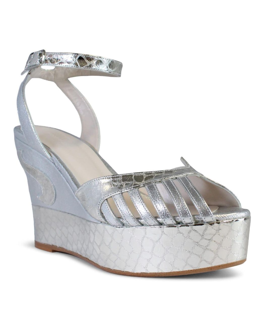 Terry De Havilland Metallic Margaux Mid Wedge Sandals