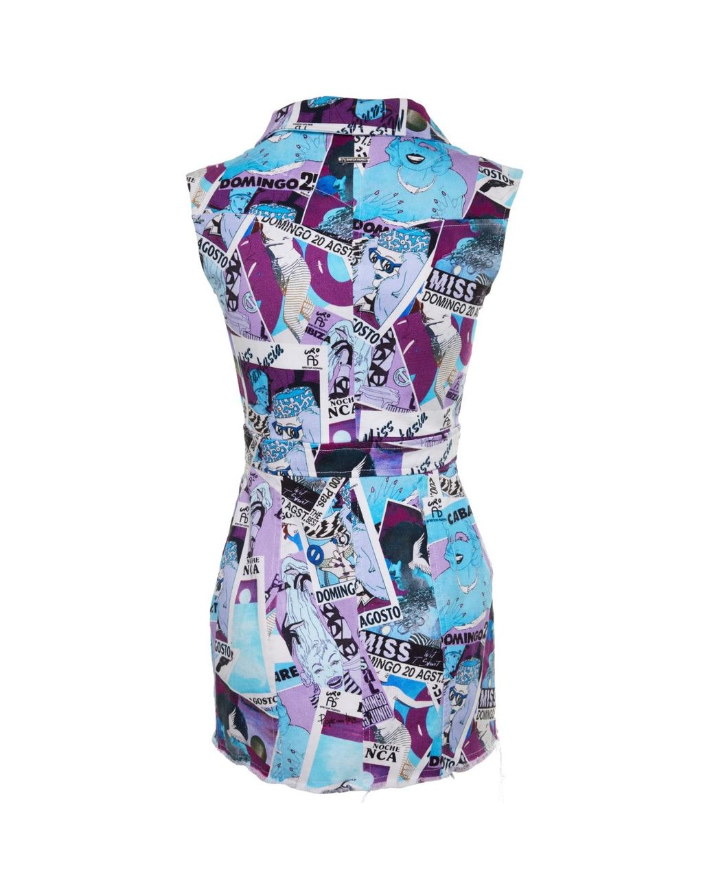 Brenda Agradi Blue Ibiza Style Printed Asymmetrical Party Minidress