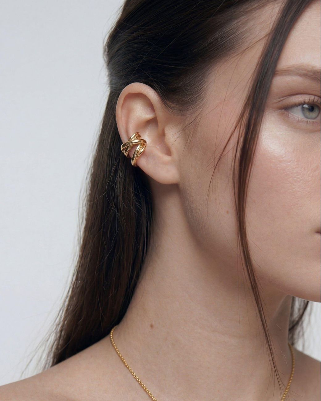 Elk & Bloom Metallic 14K Molten Huggie Hoop Ear Cuff