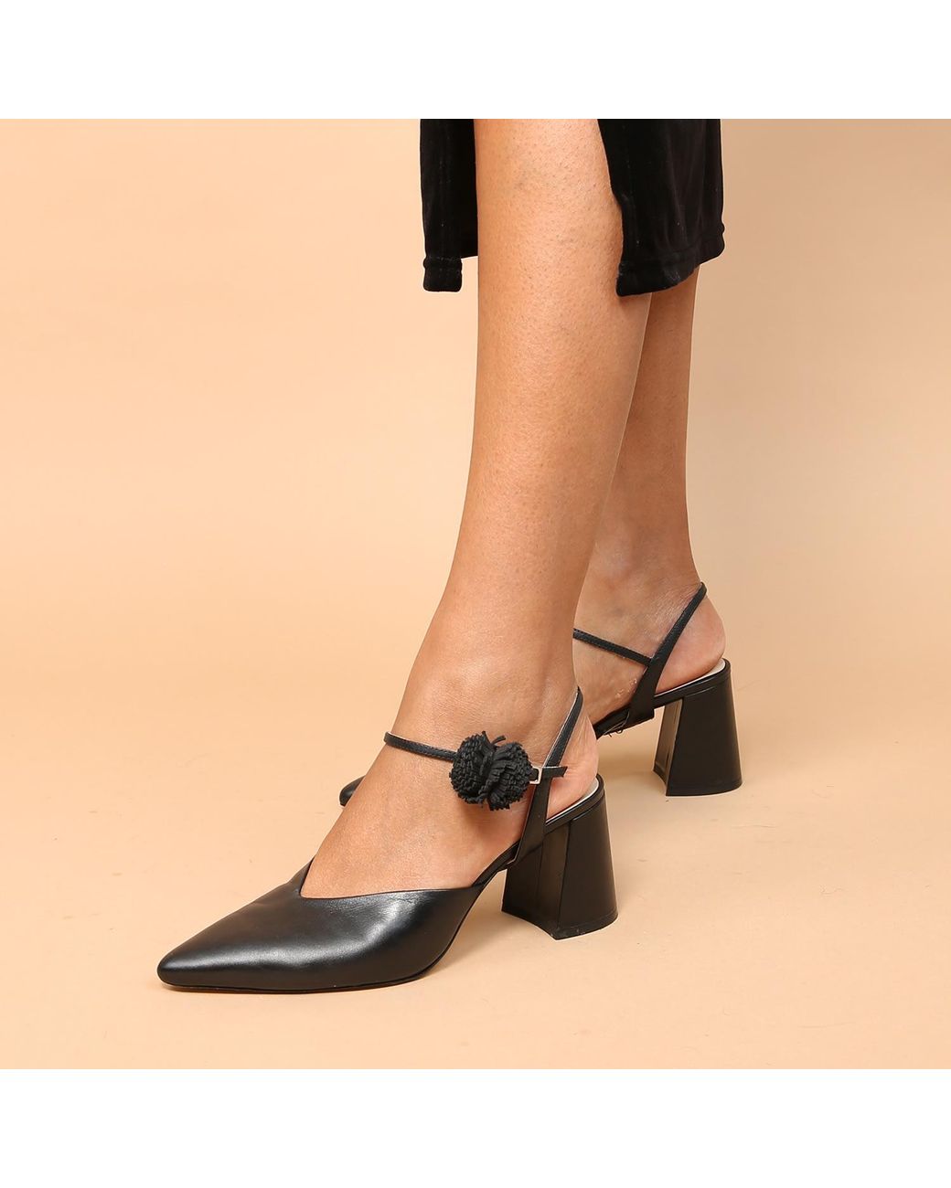 Alterre Black Suede Pom Pom