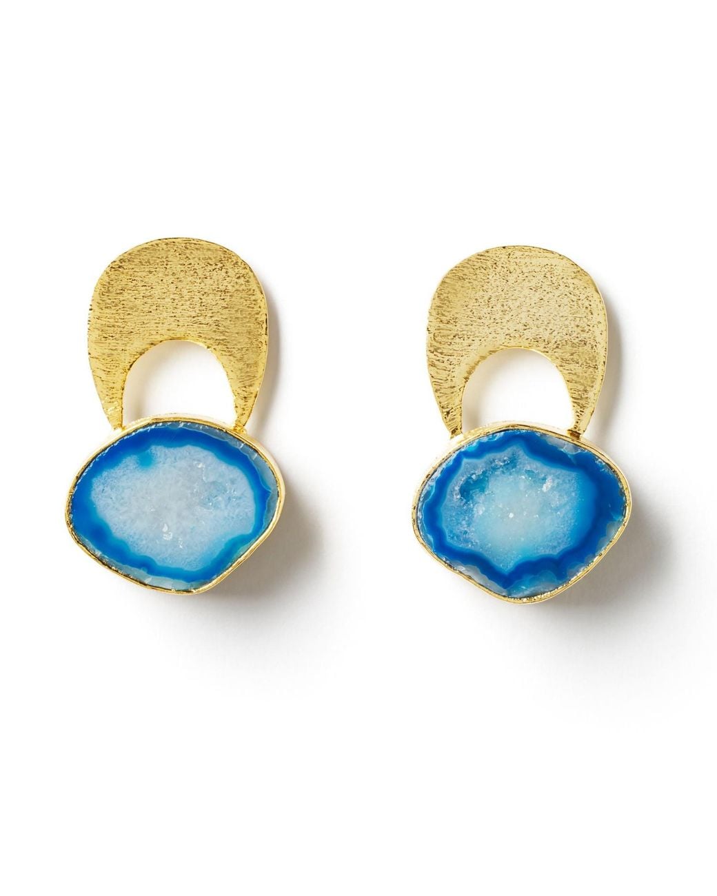 YAA YAA LONDON Blue Quietly Confident Agate Crystal Earrings
