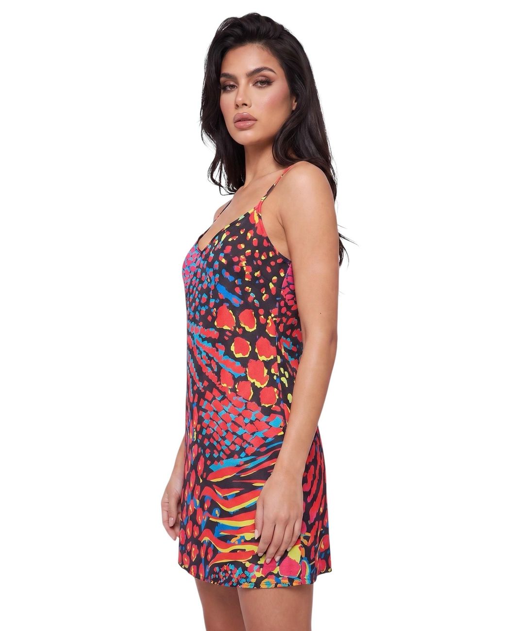 Any Old Iron Red Neon Animal Short Dress