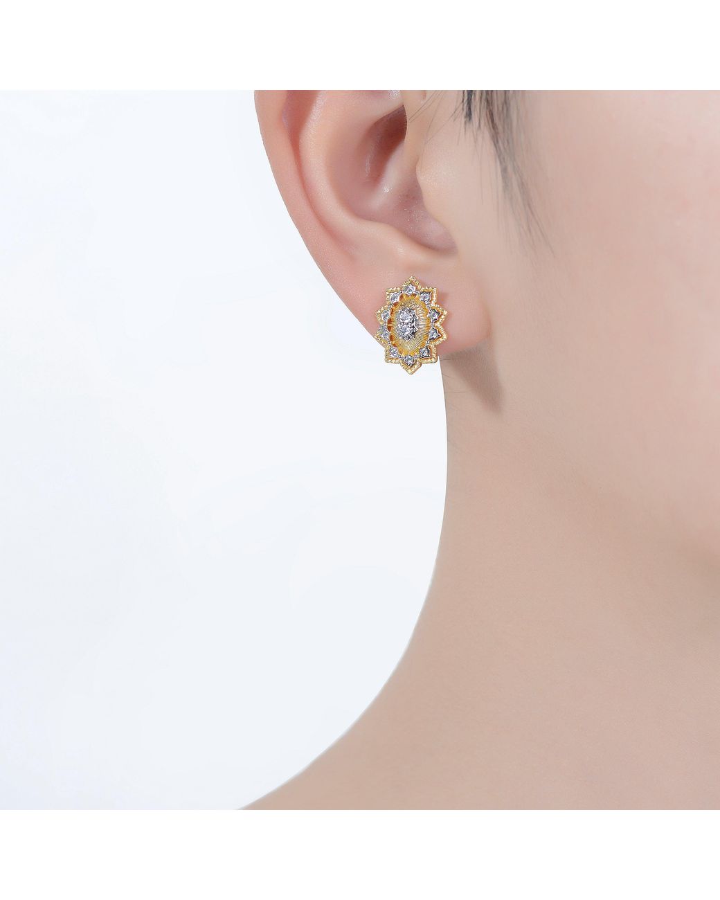 Genevive Jewelry Metallic Rachel Glauber Plated & Cubic Zirconia Floral Stud Earrings