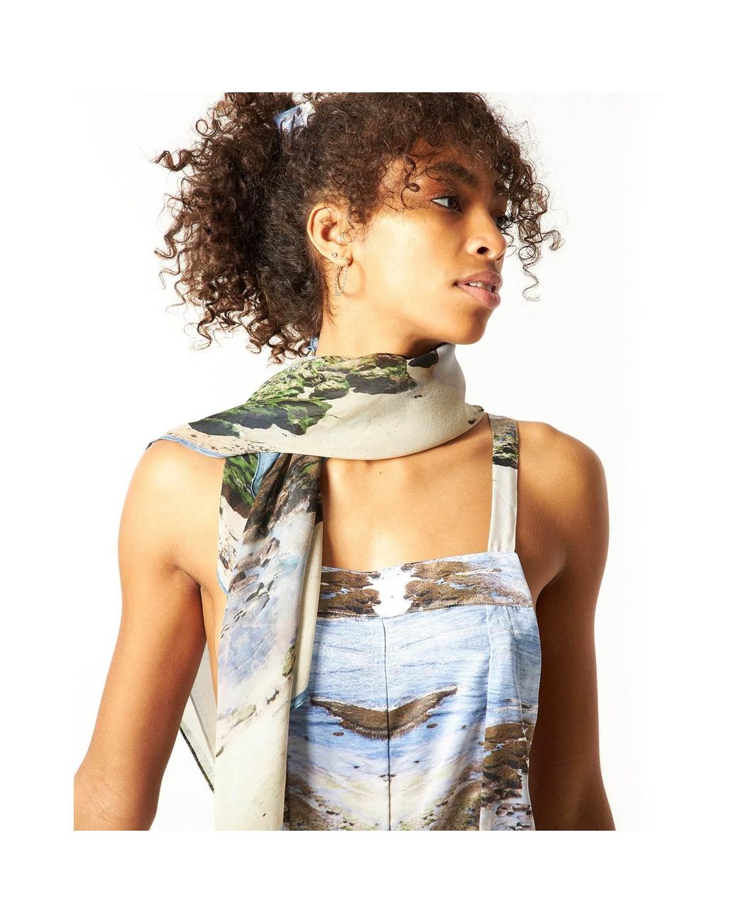 Babs Boutique NYC Blue Neutrals Babs California Beach Inspired Silk Georgette Scarf