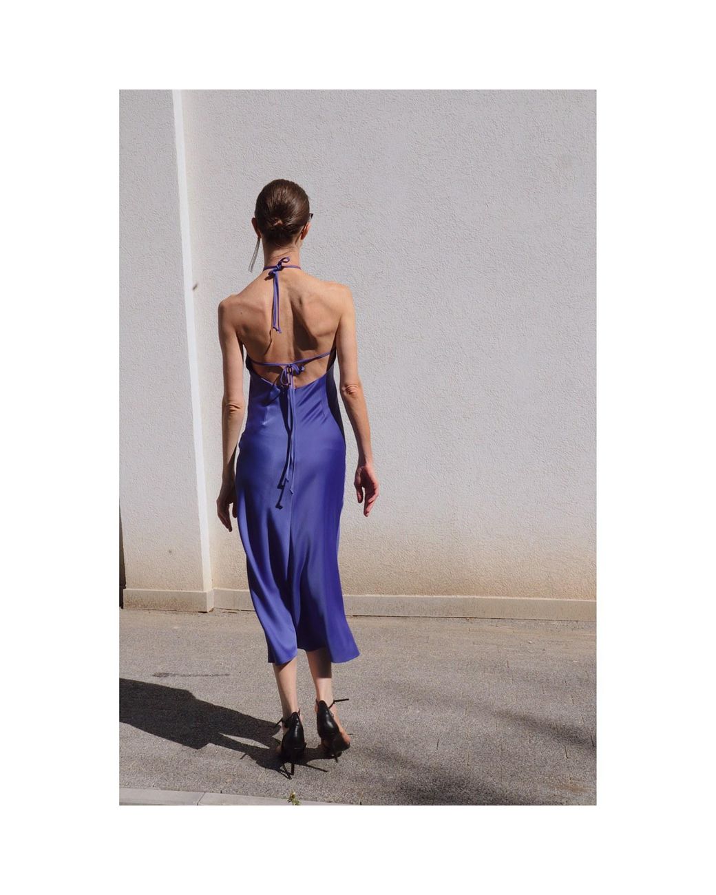 2KStyle Blue Alexander Open-Back Halterneck Satin Midi Dress