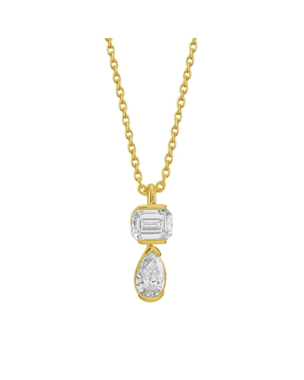 Artisan Metallic 14K Diamond Two-Stone Pendant Necklace