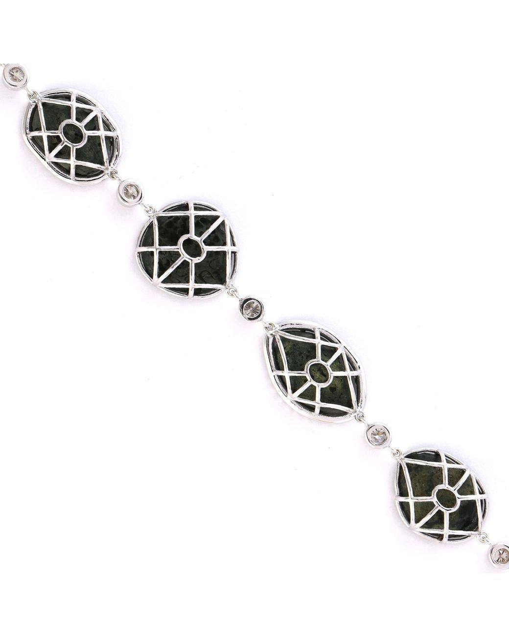 Artisan Black 14k White Gold In Uneven Geode With Pave Diamonds Luxurious Fixed & Flexible Bracelet