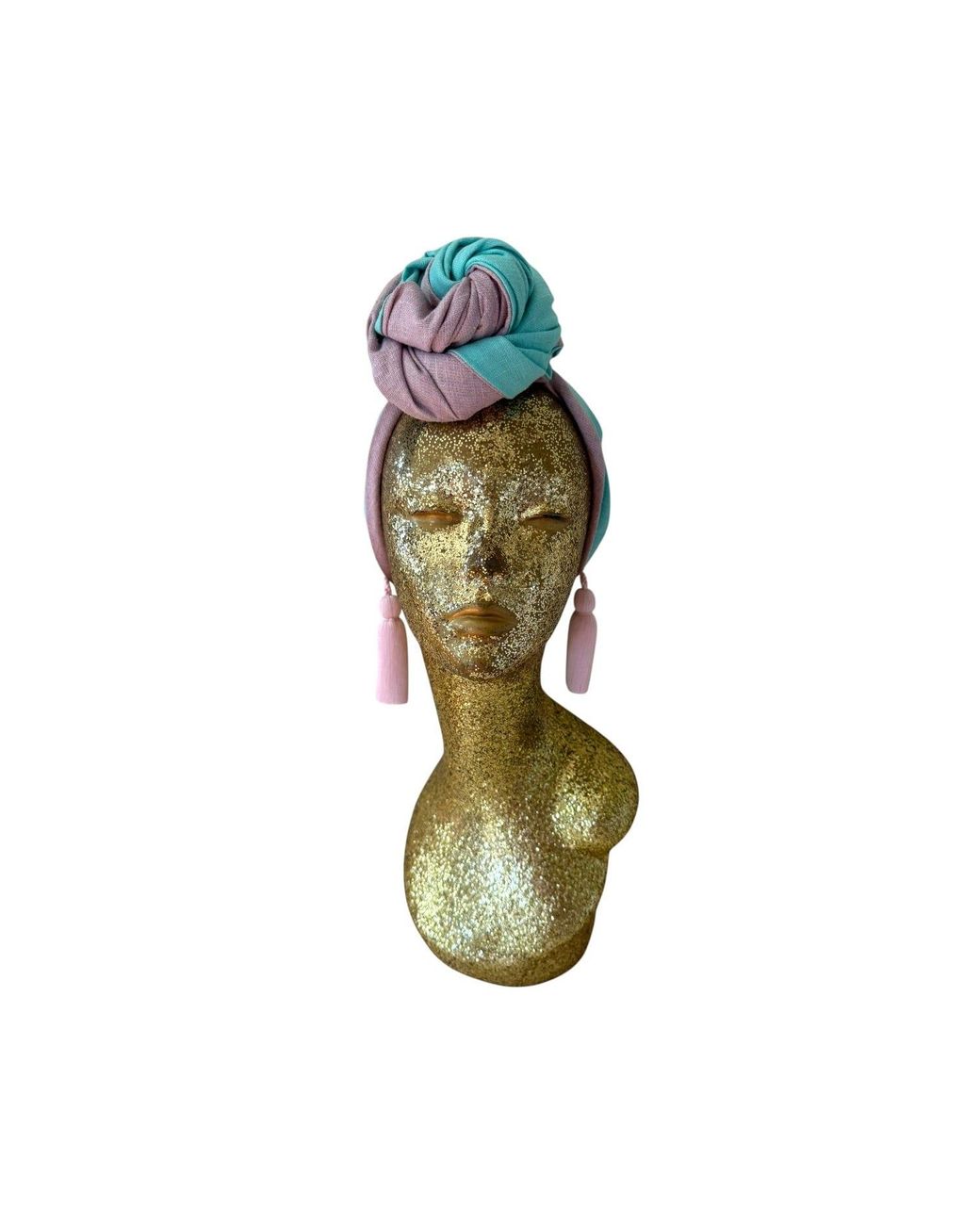 Julia Clancey Green Edith Aqua Reversible Tassels Turban