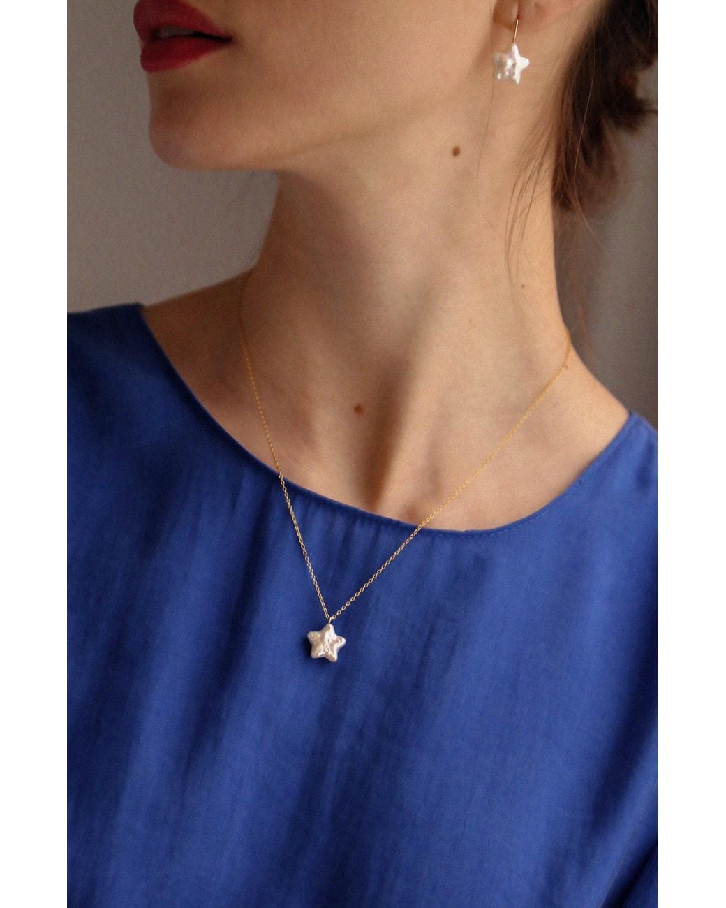 Katy Faye Metallic Celeste Pearl Necklace