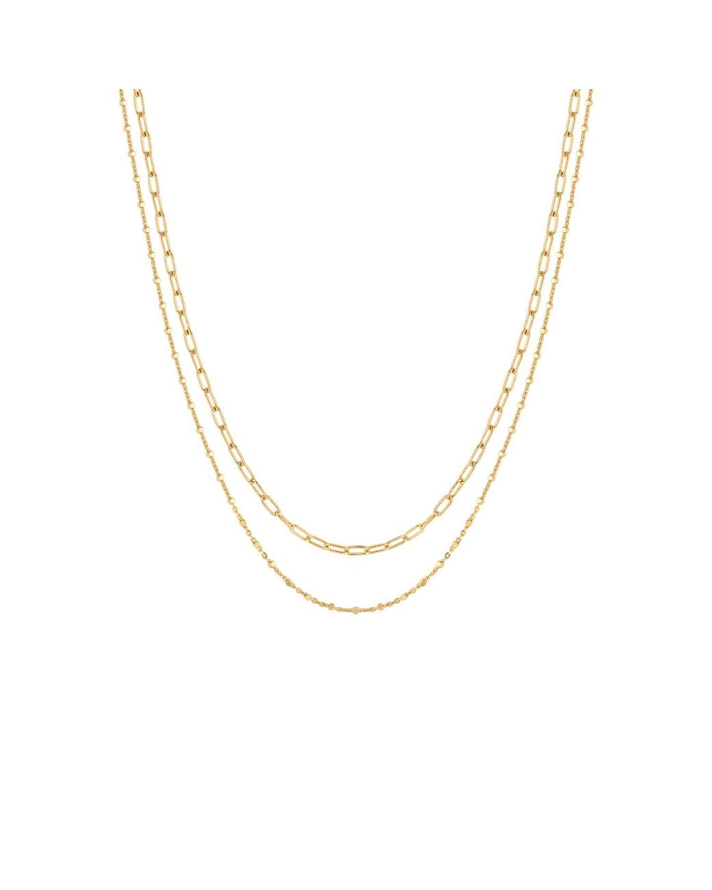 Vanhi Metallic Mini Paperclip Double Chain Necklace