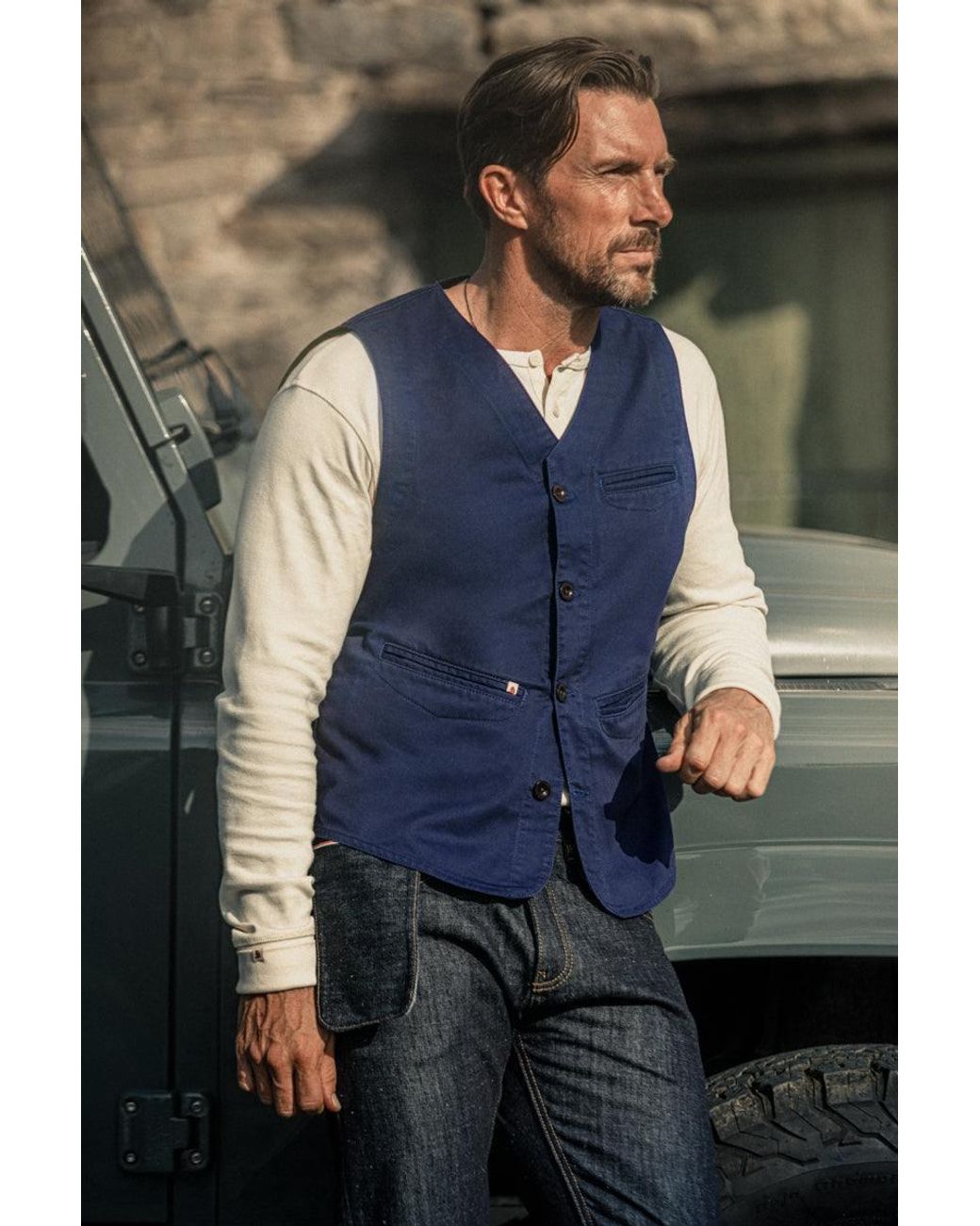 &SONS Trading Co Blue Watson Waistcoat Midnight for men