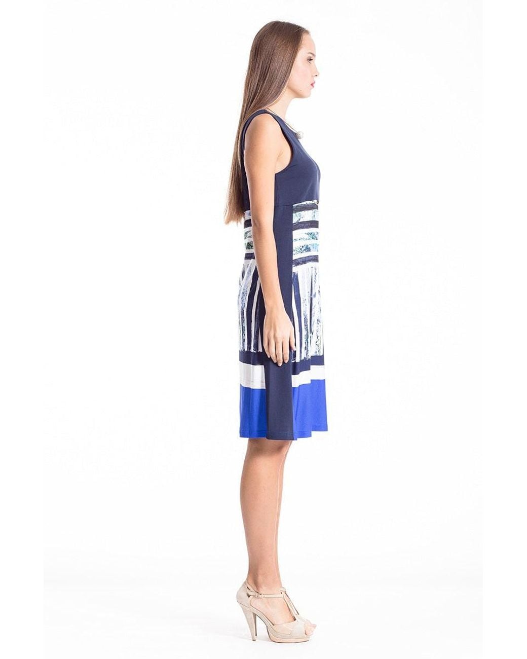 Conquista Blue Sleeveless A Line Dress