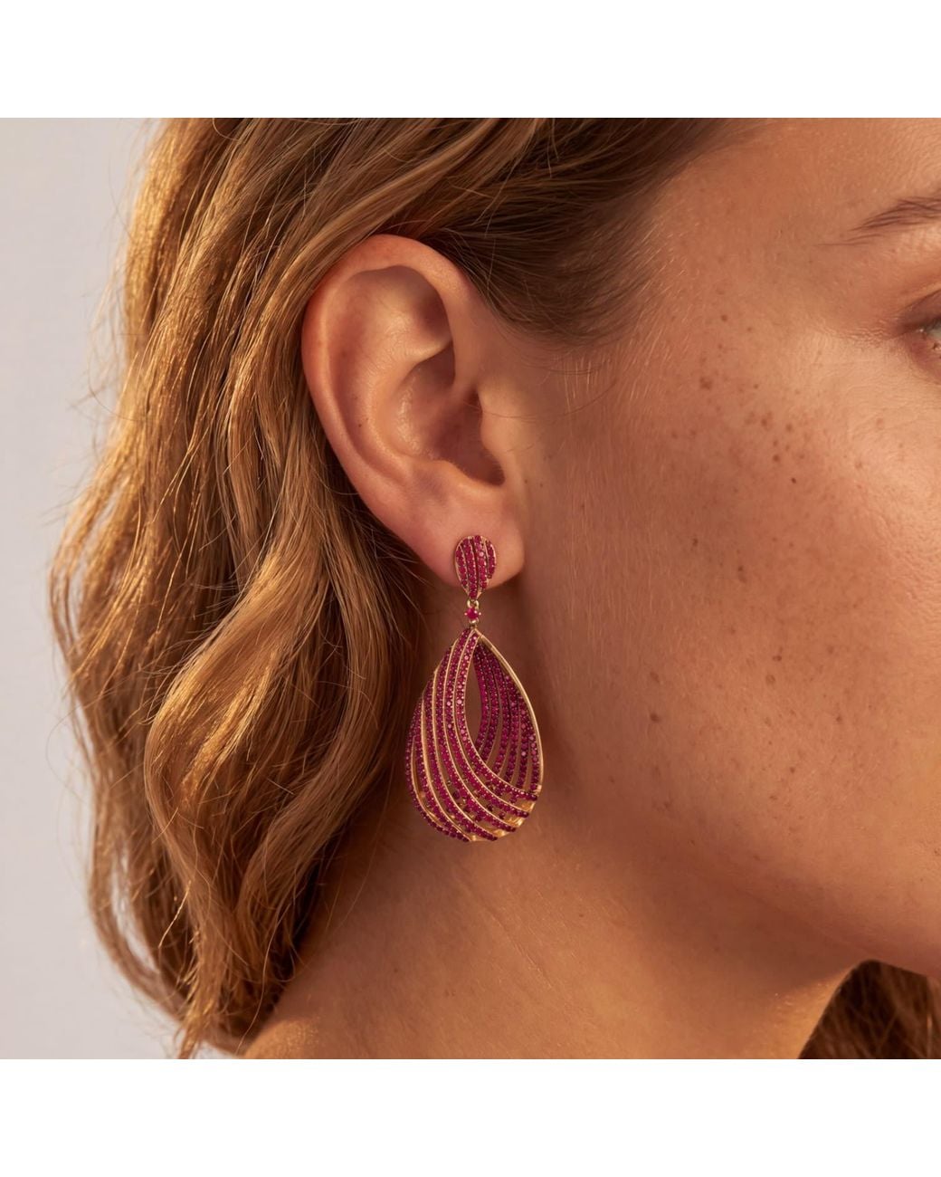 LÁTELITA London Vortex Teardrop Earrings Ruby in Red | Lyst