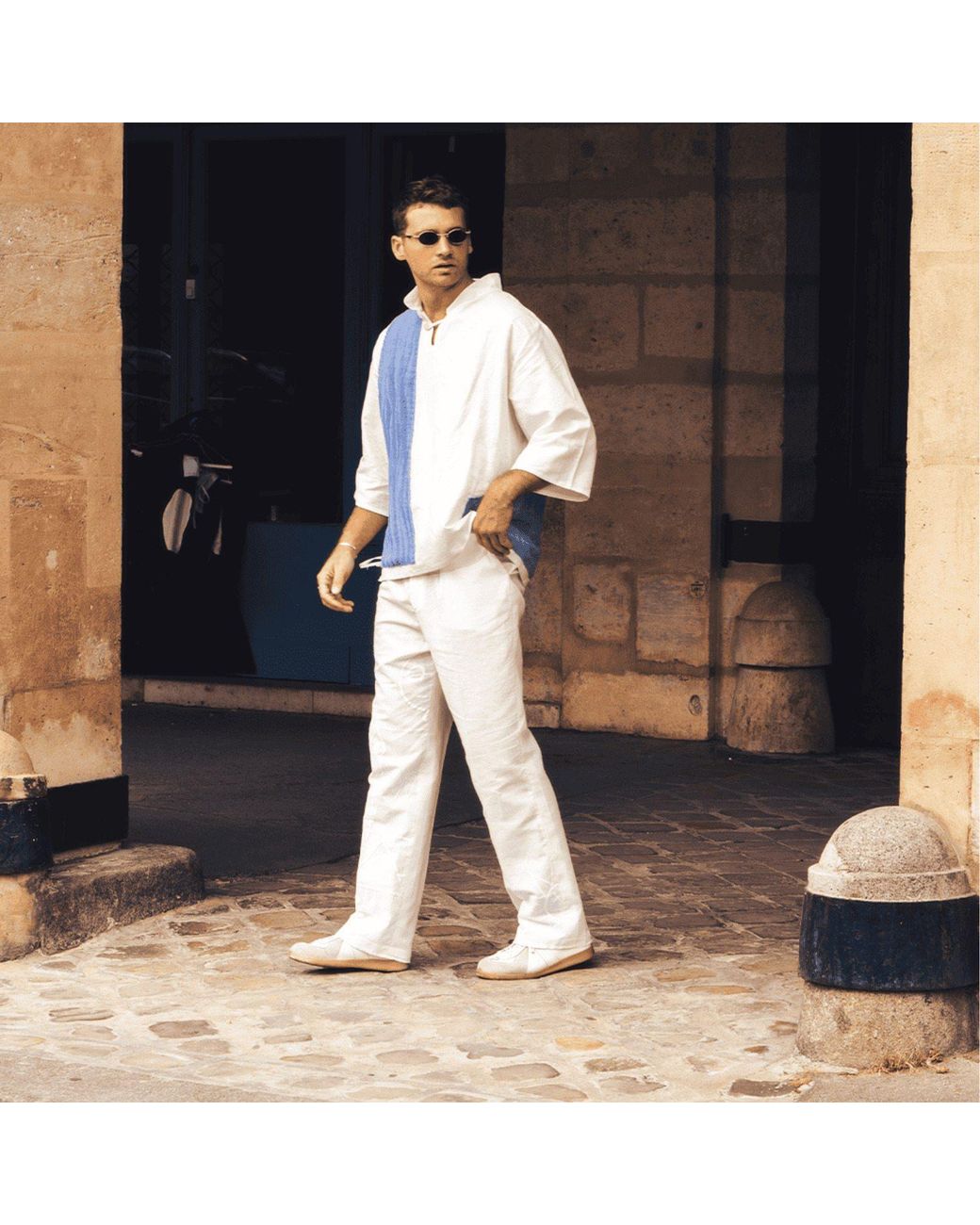 Maison Louis White Linen And Cotton Trousers for men