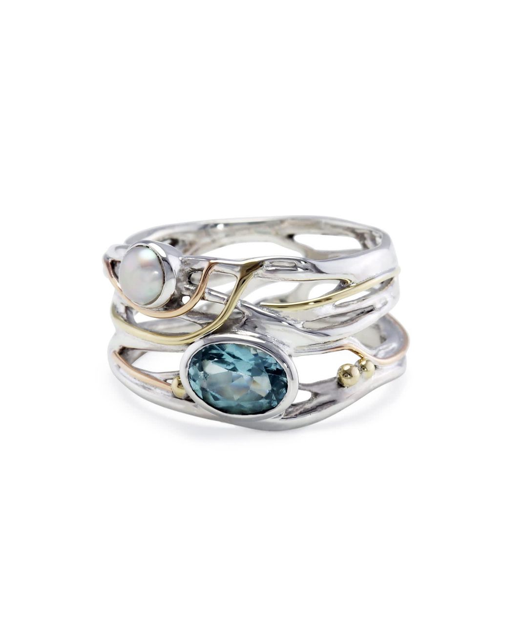 Isla Silver White Topaz & Freshwater Pearl Statement Ring