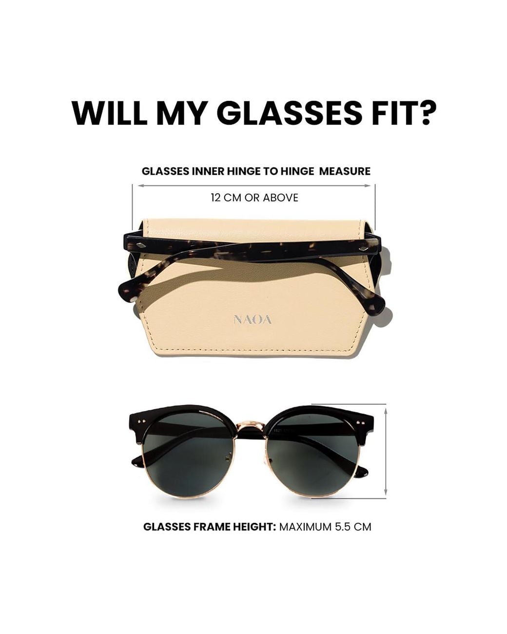 Naoa Black Neutrals Slim Glasses Case Cream