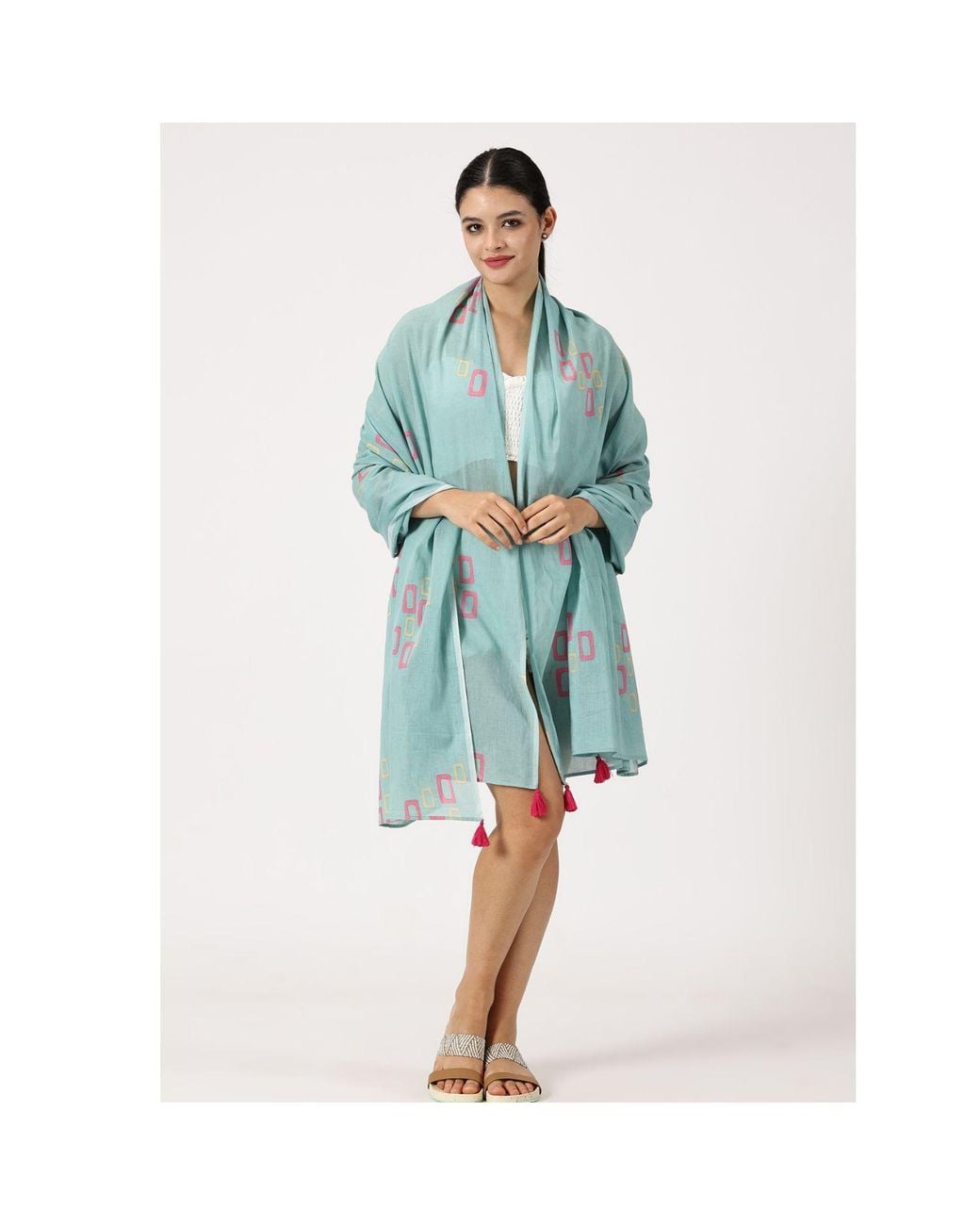 Heritagemoda Blue Handcrafted Organic Cotton Muted Sarong