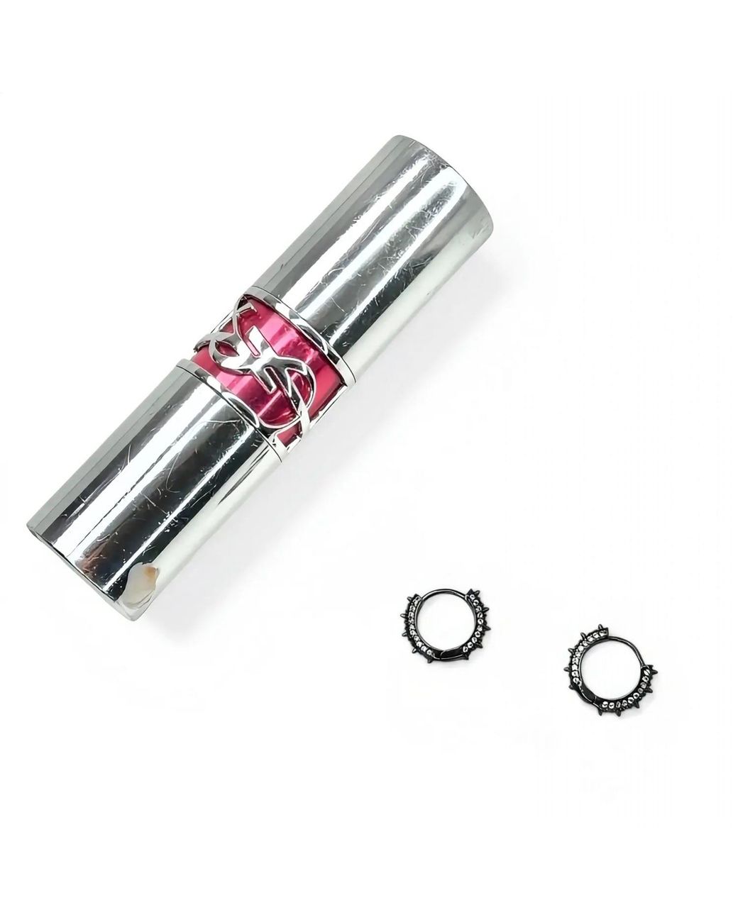 Jagged Halo Jewelry Metallic Crystal Spike Mini Huggie Hoop Earrings Rhodium