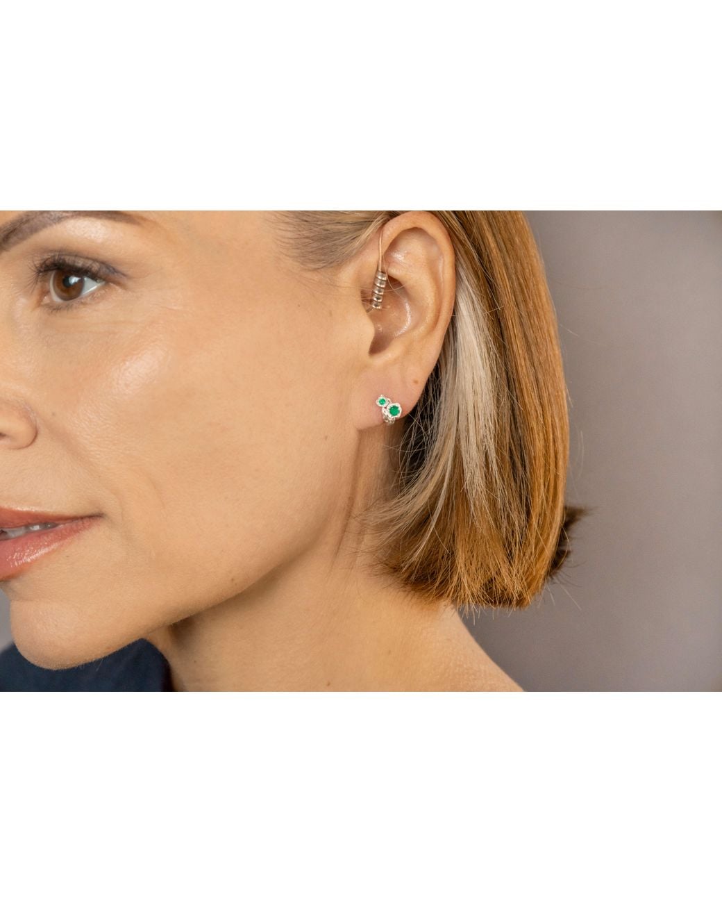 Claire Hill Designs Green Chalcedony Twisted Branch Huggies
