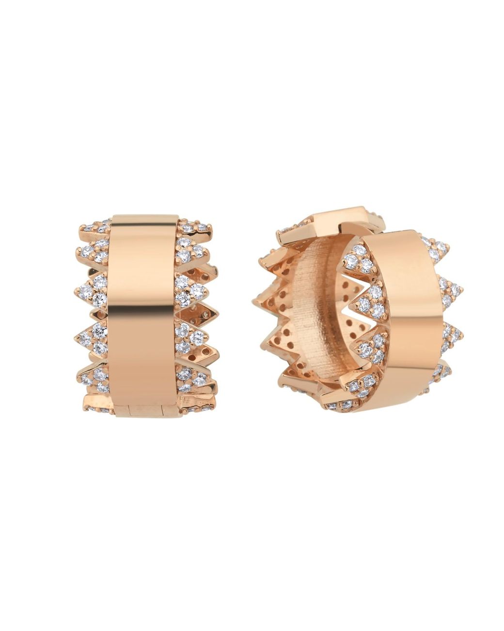 Dime Tribe Natural Stone Detailed Rose Hoop Earrings