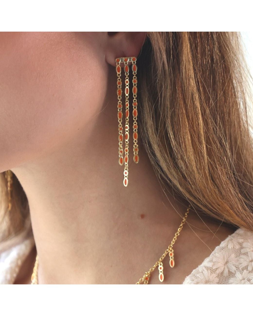 Linda Fiore Metallic Amalei Vermeil Earrings With Light Enamel